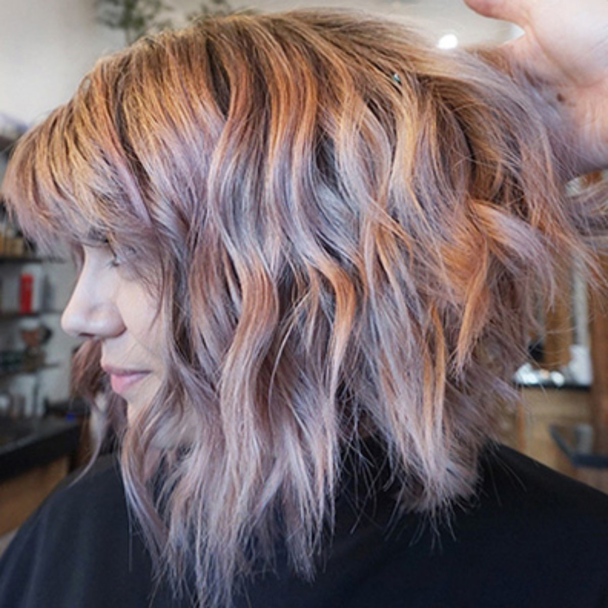 Model with Soft Rose Pink Hair Color