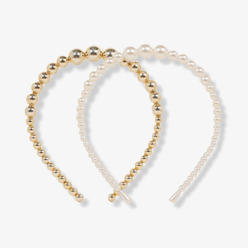 glam headband gold and pearl