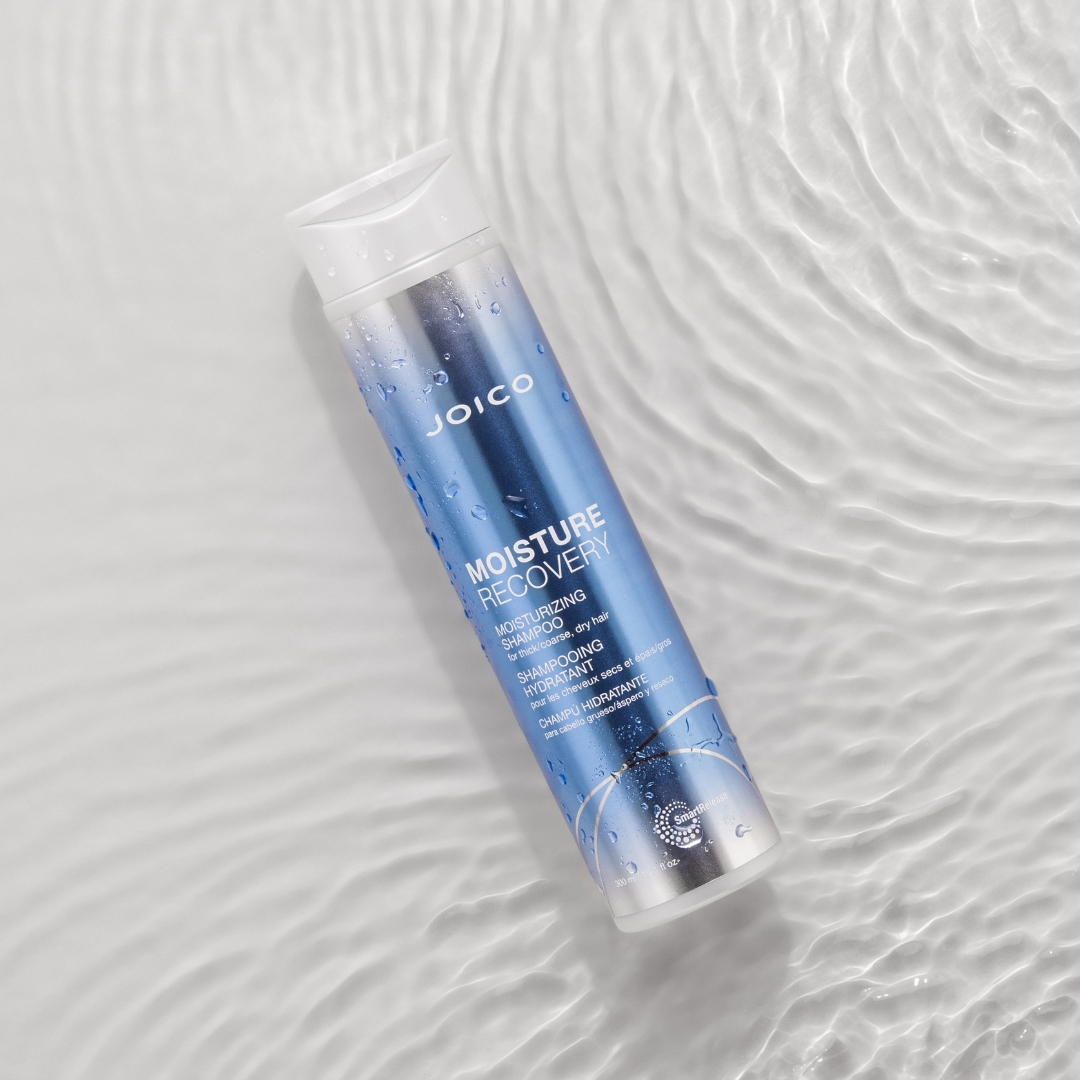 moisture recovery shampoo bottle with ripples of water
