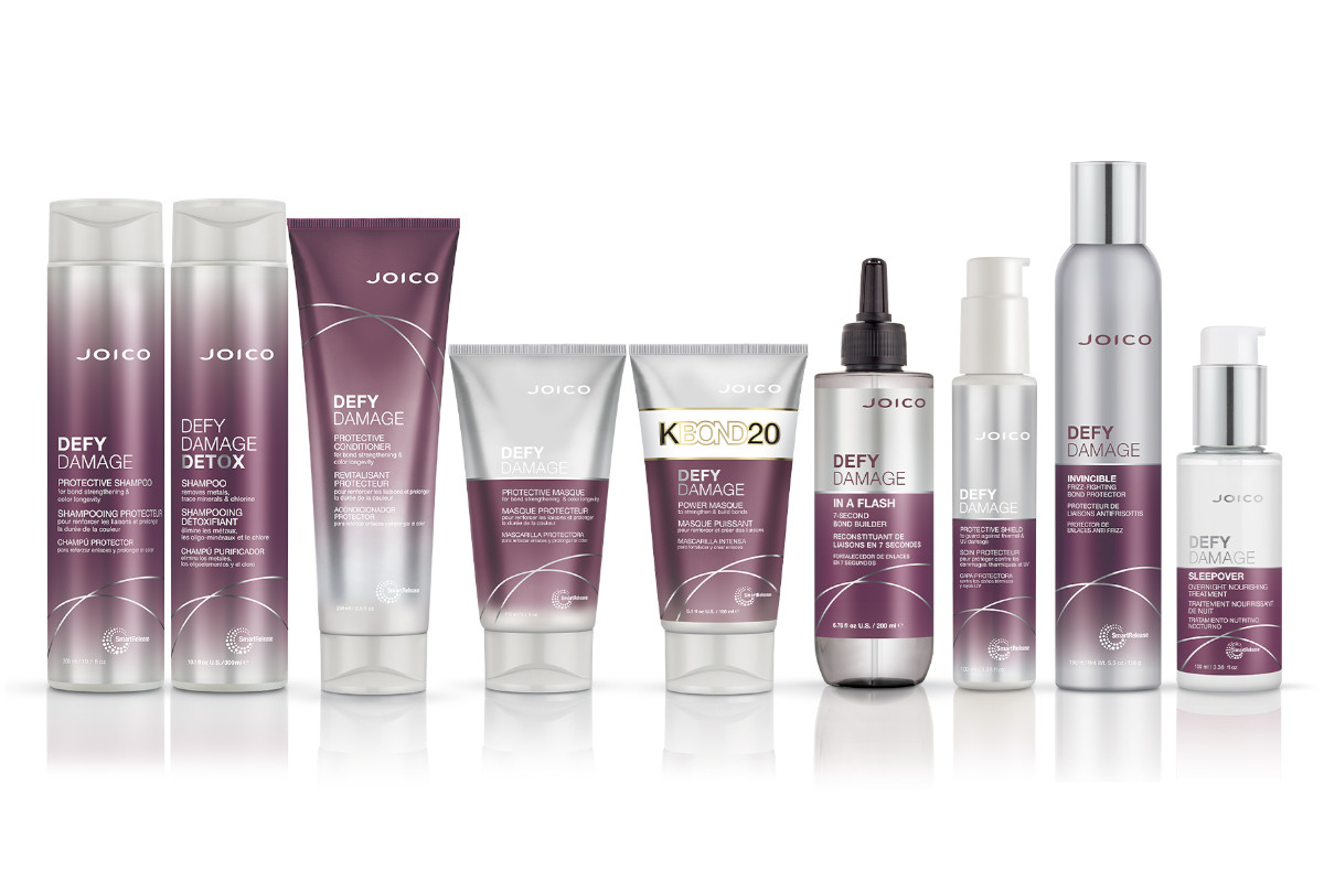 defy damage collection: shampoo, conditioner, detox shampoo, masque, kbond20, in a flash, protective shield, invincible, sleepover