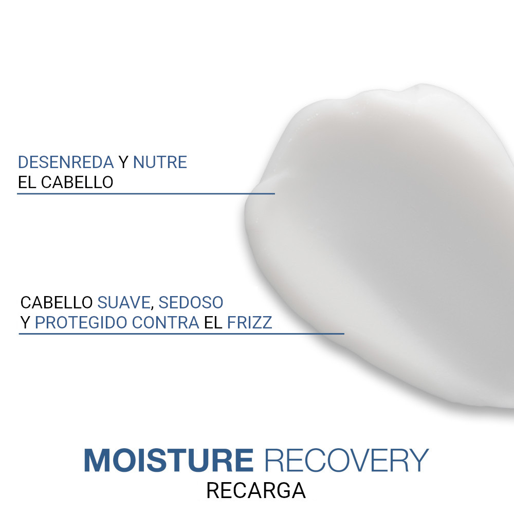 moisture recovery 24hr recharge consistency, instantly detangles and nourishes hair, hair is smooth, silky and protected from frizz