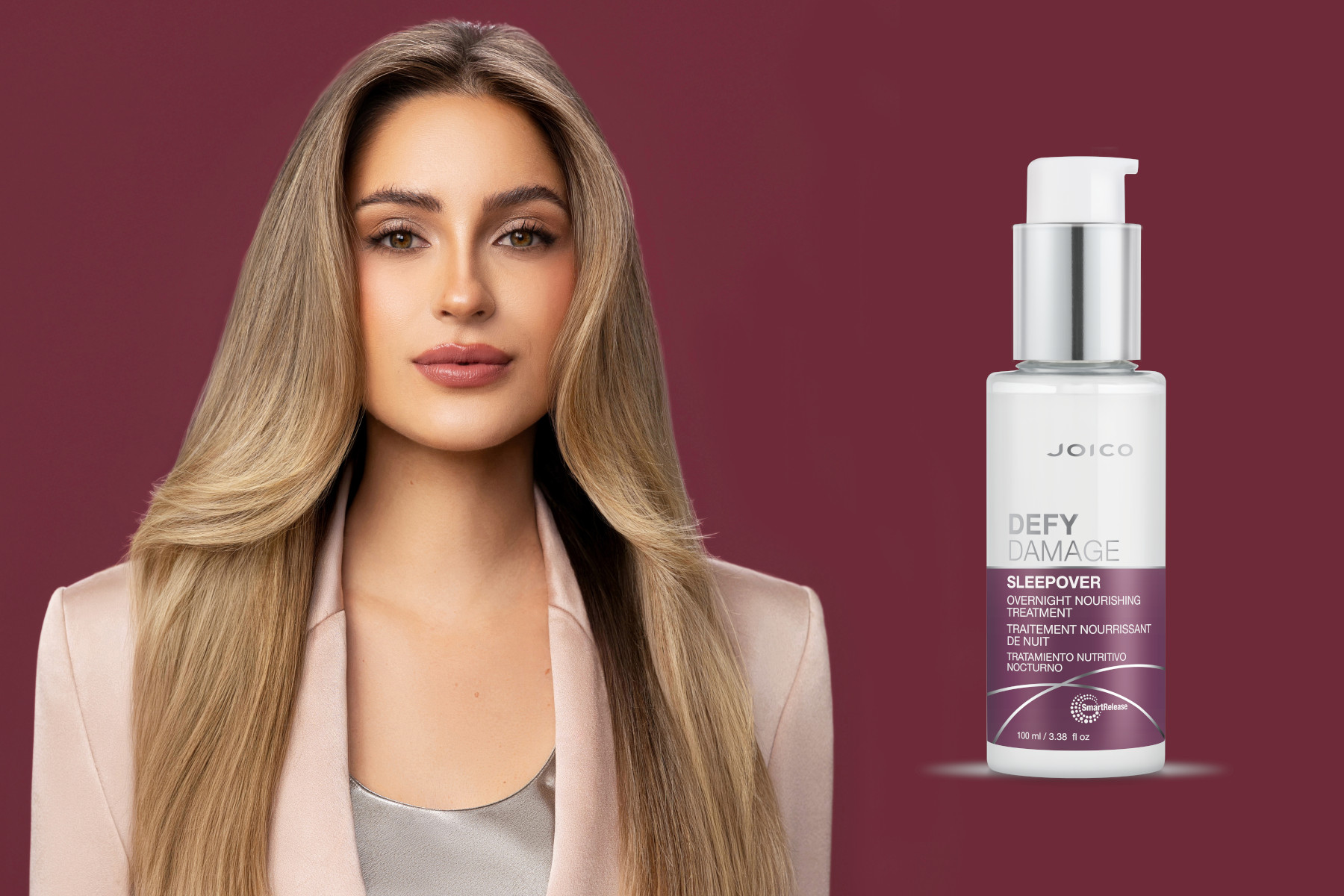 defy damage sleepover treatment with model